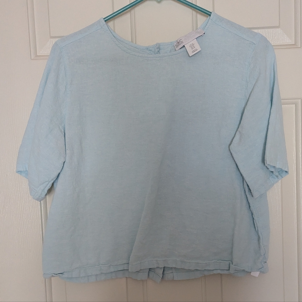 Light Blue Linen Top